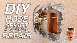 PLUMBER QUOTED $750....I FIXED IT MYSELF!! DIY Hose Spigot and Stucco Repair