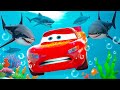 Drowned LIGHTNING MCQUEEN vs SHARK on the OCEAN FLOOR! Chick Hicks push? Underwater World Pixar Cars