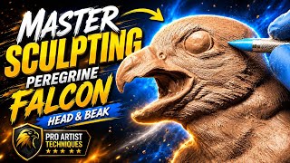 How to Sculpt a Peregrine Falcon, Eagle  || Head, Eye, Beak & Feather Sculpting Texture