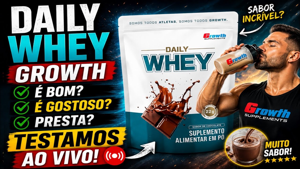 Miniatura da avaliação em vídeo de Daily Whey Protein Zero Lactose 800g Growth Supplements Baunilha