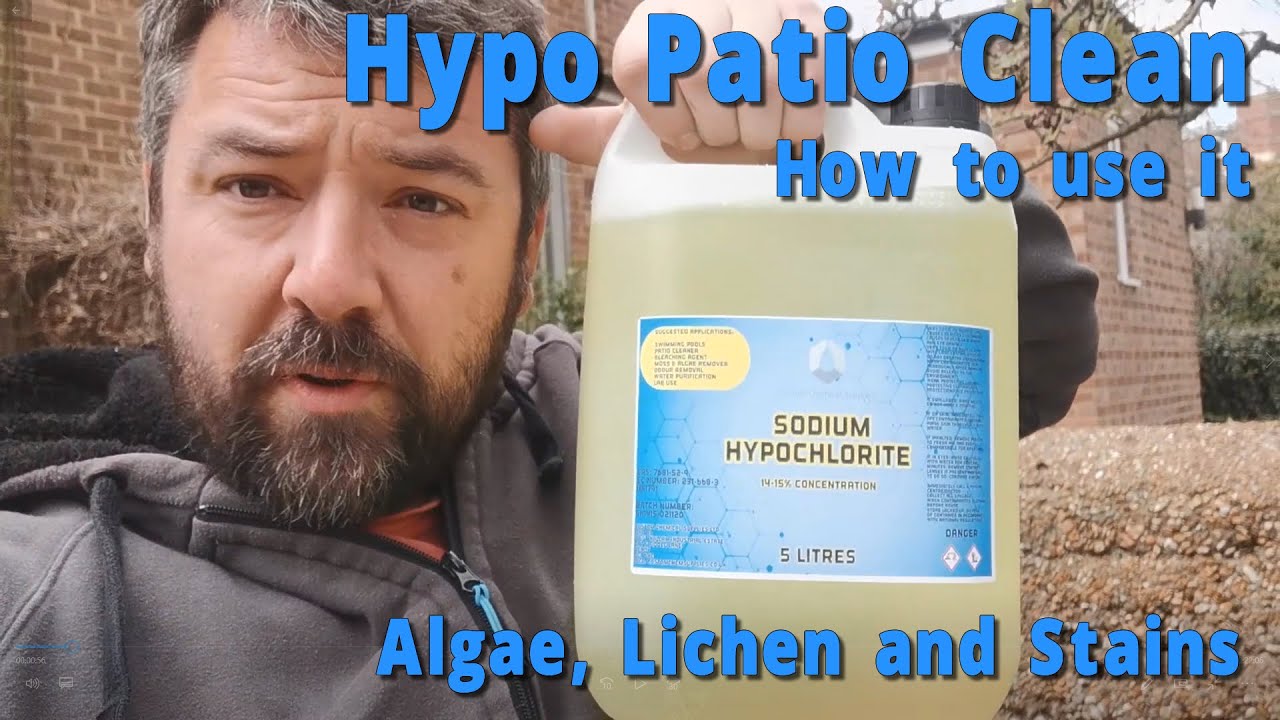 Concrete Patio Slabs Clean Part 2: Hypo Wash (Bleach)