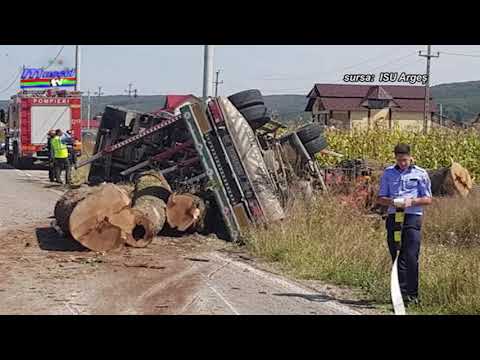 Jurnal MUSCEL TV 10.09.2021 Camion cu bușteni răsturnat peste o mașină