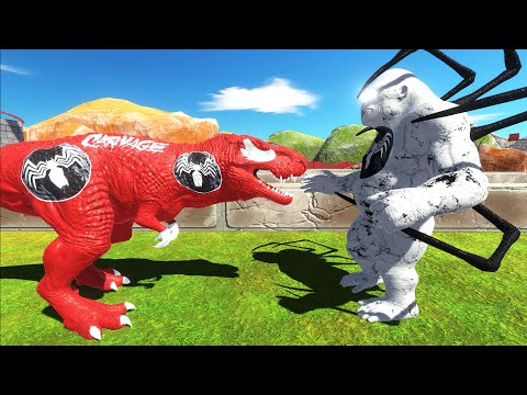 CARNAGE T-REX vs WHITE VENOM GORO DEATH RUN - Animal Revolt Battle Simulator ARBS