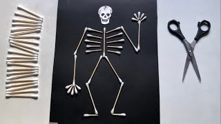 DIY Q-Tip Skeleton Craft | Simple Halloween Decoration for Kids 👻