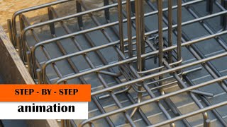 Eccentric Column - Footing Reinforcement (step-by-step construction animation)