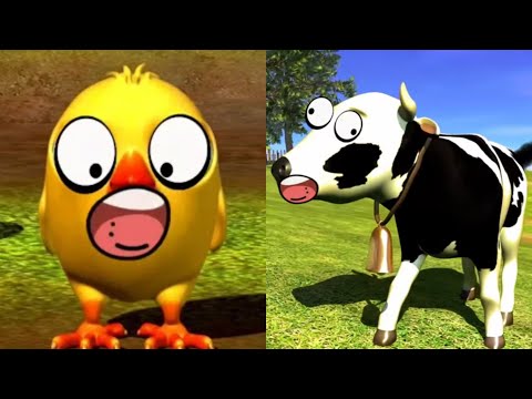 El Pollito Pío 3D Canciones Gritando vs La vaca lechera HD Canciones Gritando | Versión con gritos!