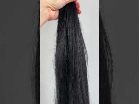 Волосся для нарощування в зрізі 60 см, 100 грам, чорне №01 video
