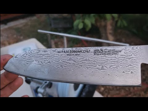 Miyabi Black 8" Chef's Knife (5000MCD67) Sharpening on Tormek T8 Japanese stone SJ-250