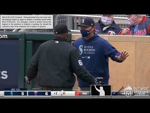 Ejection 008 - Crew Chief Laz Diaz Ejects Scott Servais for Arguing Warnings After HBPs in Minnesota