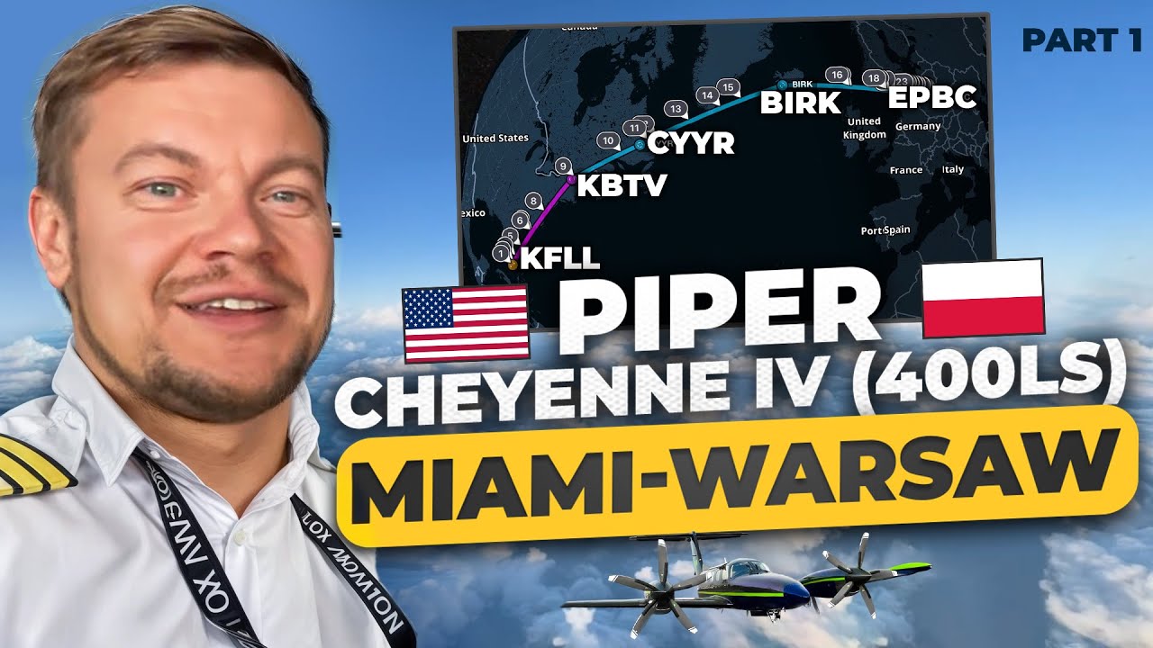 Part 1 of 2: Piper Cheyenne IV (400LS). Crossing Atlantic Ocean on the flight Miami to Warsaw