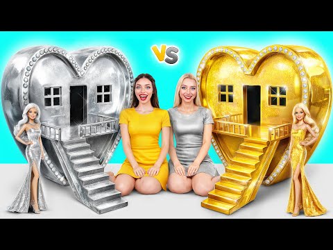 We Build Amazing Doll House Gold vs Silver Challenge | Funny Moments by Multi DO Girls
