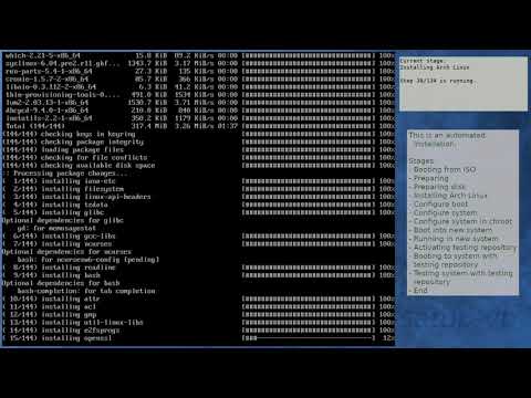 Arch Linux installation recording to kernel 5.14.8-arch1-1 (testing)