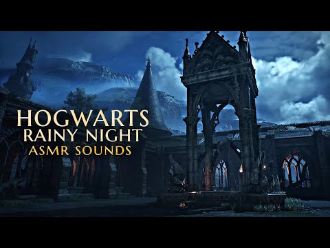 Rainy Night in the Clocktower Courtyard / Hogwarts Legacy Ambience ASMR Rain without Thunders