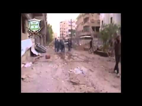 فرحة مقاتلي سرايا الحسن والحسين بعد السيطرة على مقرات النظام في ببيلا في محافظة ريف دمشق