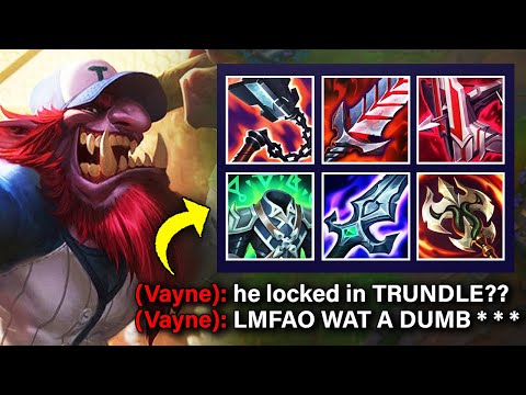 This guy locked in Vayne Top so I countered him with Every Single Life Steal Item on Trundle