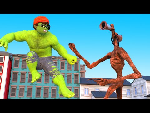 Giant Nick Hulk vs Giant Siren Head - Enge Leraar 3D Magische Potton Superheld Animatie