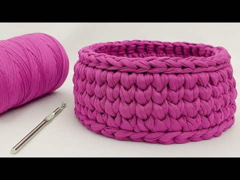 (español) CESTA DE TRAPILLO PASO A PASO. CROCHET