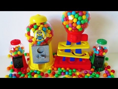 Gumball machine candy dispenser for children learn colors minions gum ball bank toys