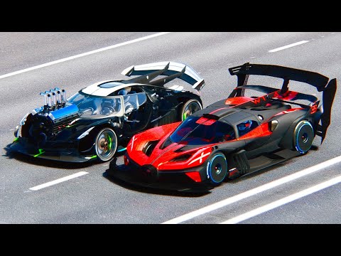 Bugatti Bolide GTR Concept vs Koenigsegg Dragster Concept at 24 KM Drag Race