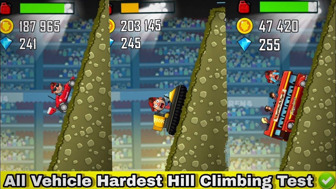 Hill Climb Racing : Best Hill Climbing Vehicle ✅ || All Vehicle Climbing Test || Karthik HCR 2 💕