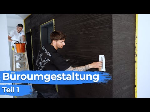 Moderne Büroumgestaltung Teil 1 - Gestaltungsidee mit dunkler Besenstrich Akzentwand