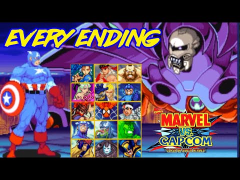 All Character Endings - Marvel vs Capcom 1 : Clash of Super Heroes