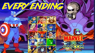All Character Endings - Marvel vs Capcom 1 : Clash of Super Heroes