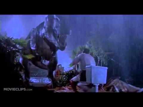 Jurassic Park; Tyrannosaurus Rex eats man on toilet