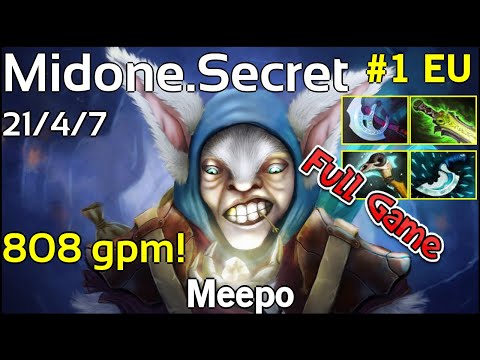 808 gpm! Midone [Secret] Meepo - Dota 2 Full Game 7.19