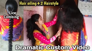 Download lagu Heavy hair oiling and high tight  Braid //  Long  hair Oiling Dramatic Video//Recreat my Childhood  mp3