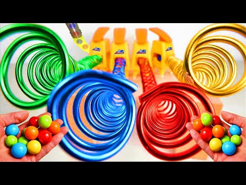 Iron Tube Marble Run Race ASMR # 3 ☆ Iron Black Holes ☆ Creative Healing Sound Machine Build