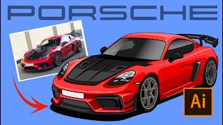 How to make car illustration Porsche Cayman GT4 RS 2 ll Adobe Illustration