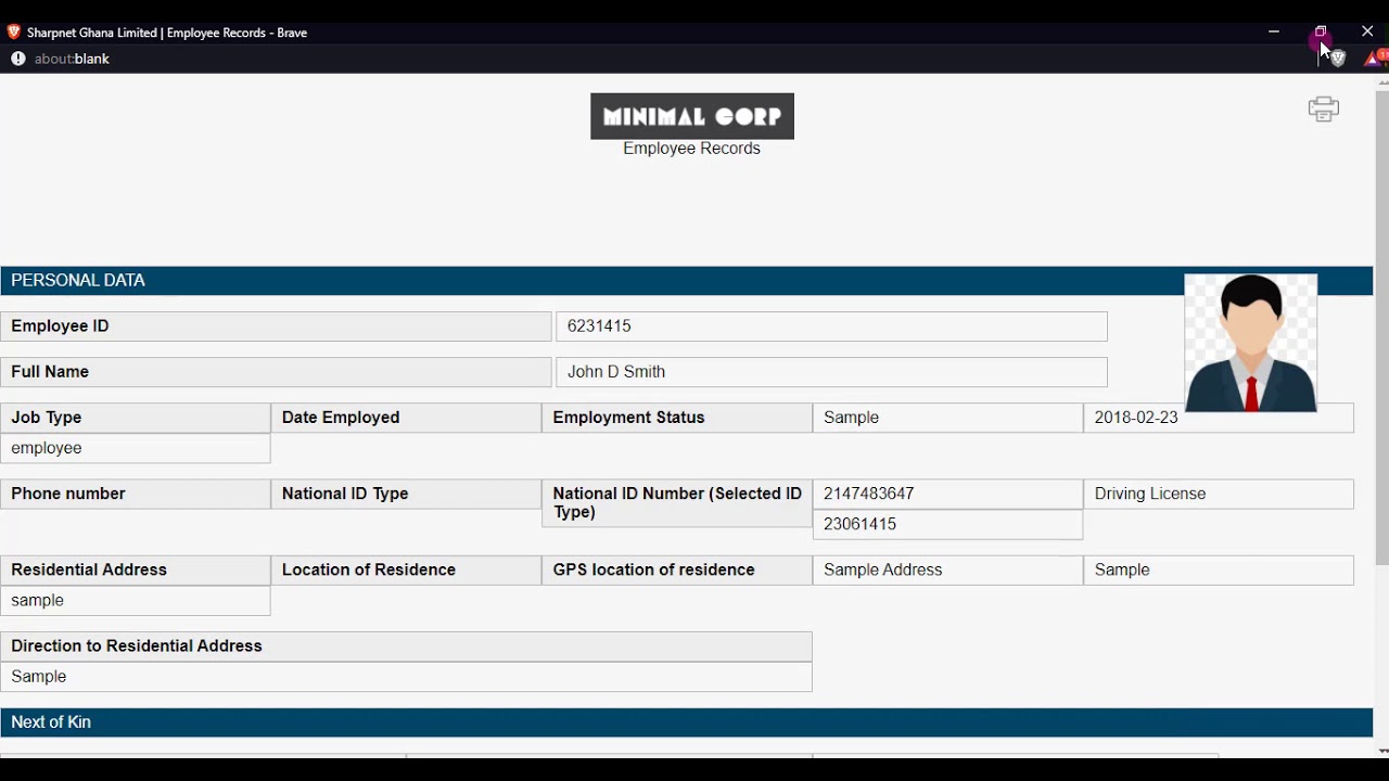 Simple Employee Records System using PHP Demo