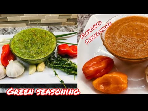 Guyanese Spicy Pepper Sauce and green Seasoning