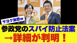 【すげー！】参政党のスパイ防止法案の詳細が判明！【さすがｗ】
