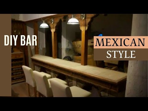 Bar en bois rustique, comptoir de cuisine, bar en pierre, bois et tuiles, bar de style mexicain