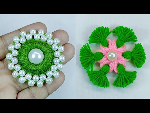 2 Super Easy Woolen Flower Making for Beginners - Hand Embroidery Amazing Trick - Wool Thread Design