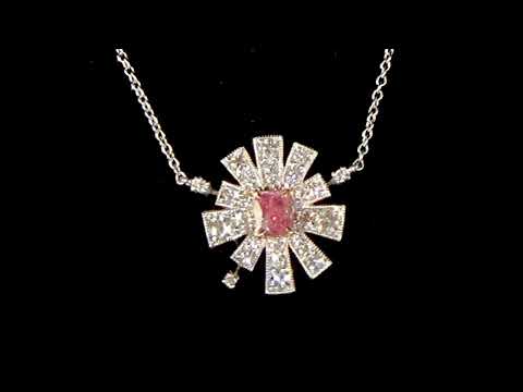 GIA Certified 0.44ct Fancy Intense Purplish Pink Diamond Pendant Necklace