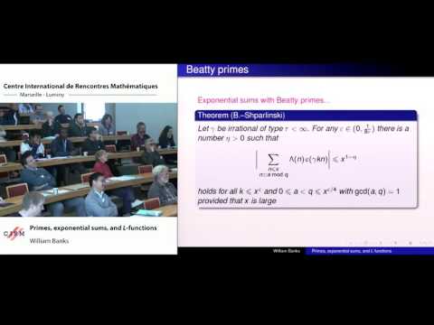 Primes, exponential sums, and L functions - William Banks (2016)