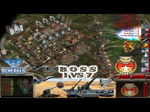 Boss General 50K GOLD $$$ - Command Conquer & Generals Zero Hour 1 vs 7 HARD Generals Gameplay