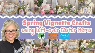 💜🌿 NEW! Spring Vignette Crafts using left-over Items | Dollar Tree | Hobby Lobby | Essential Stencil