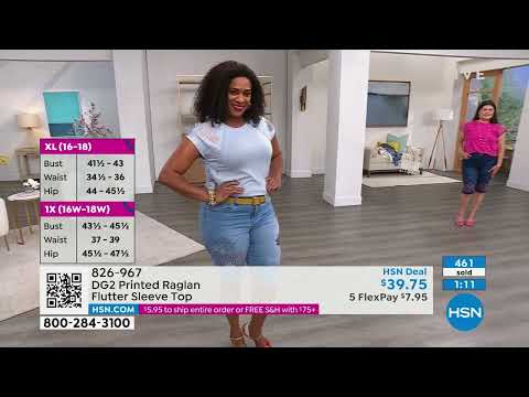 DG2 by Diane Gilman Printed Raglan Flutter Sleeve Top