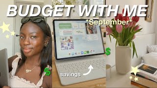 SEPTEMBER  BUDGET WITH ME | new budget setup, financial reset + money goals 💰