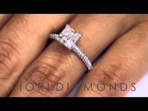 ER-0982 - 2.06 Carat D-SI2 Certified Princess Cut Diamond Engagement Ring 18k White Gold