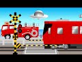 踏切と消防車と消防列車 Fire Truck And Fire Train And UFO