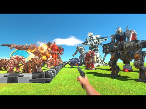 FPS Avatar Rescues Fire Monsters and Fights Robot Team - Animal Revolt Battle Simulator