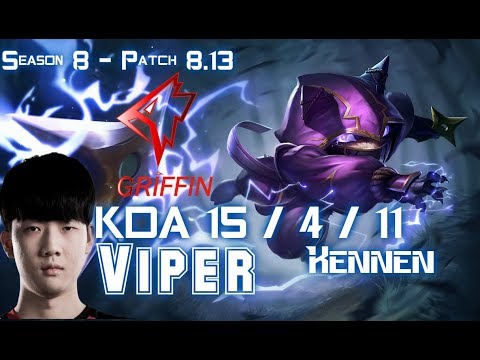 GRF Viper KENNEN vs JHIN ADC - Patch 8.13 KR Ranked