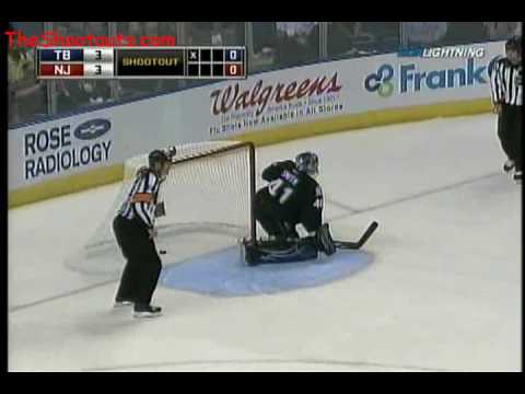 Zach Parise (NJD) vs. Mike Smith (TBL) Shootout October 8, 2009