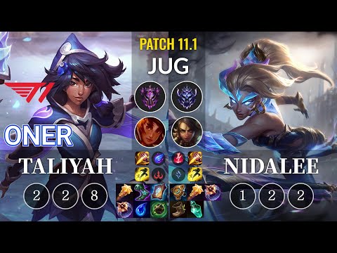 T1 Oner Taliyah vs Nidalee Jungle - KR Patch 11.1