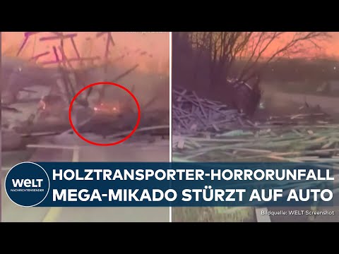Video Thumbnail: USA: Unfassbare Szenen in Pennsylvania! Horror-Unfall mit Holzlaster! Mega-Mikado stürzt auf Auto